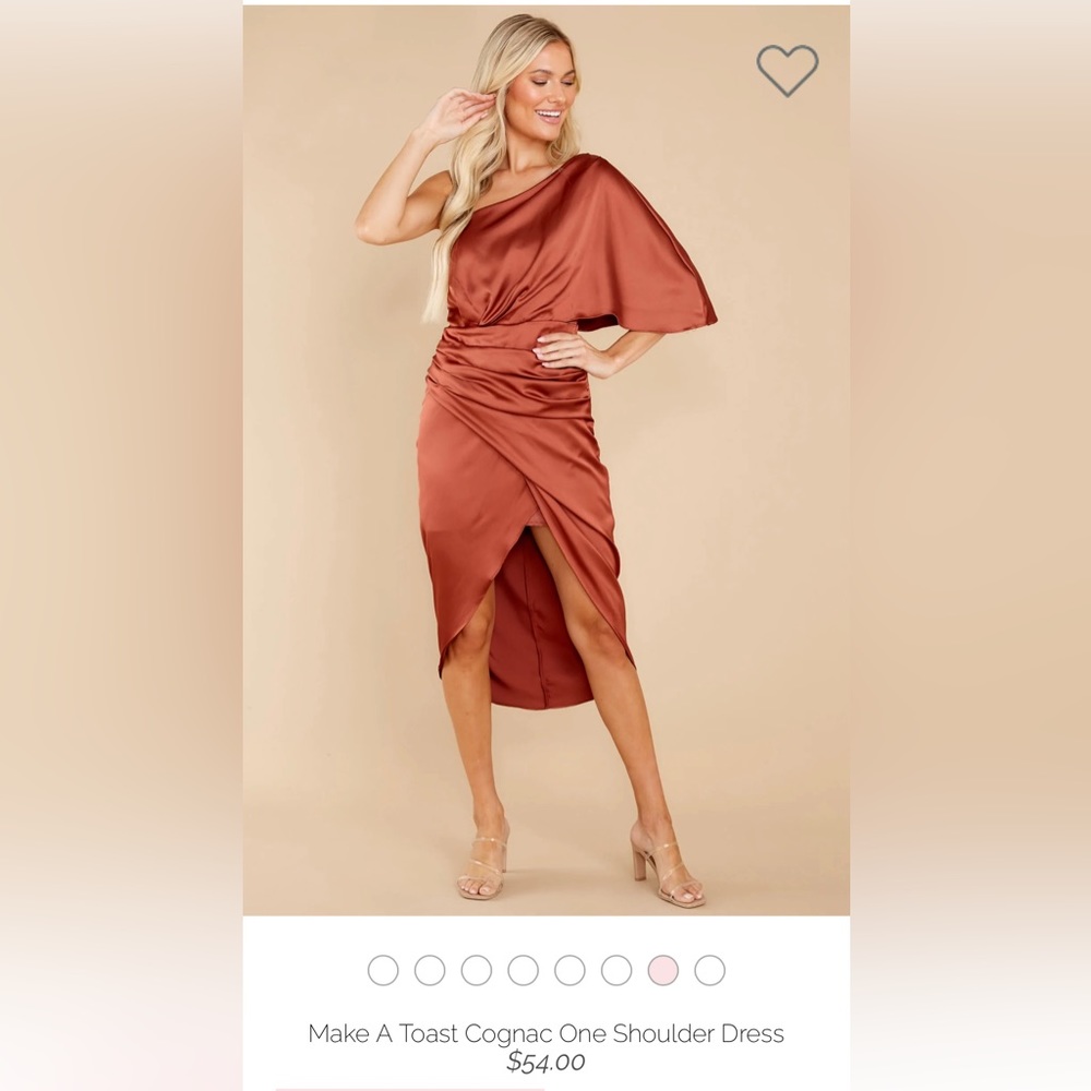 NWT - Make A Toast Cognac One Shoulder Dress - Red Dress Boutique